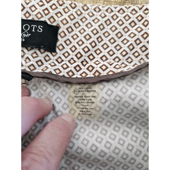 TALBOT'S Brown Beige ARGYLE Diamond CROPPED Dress Pants STRETCH Women's 14P EUC - Picture 10 of 11